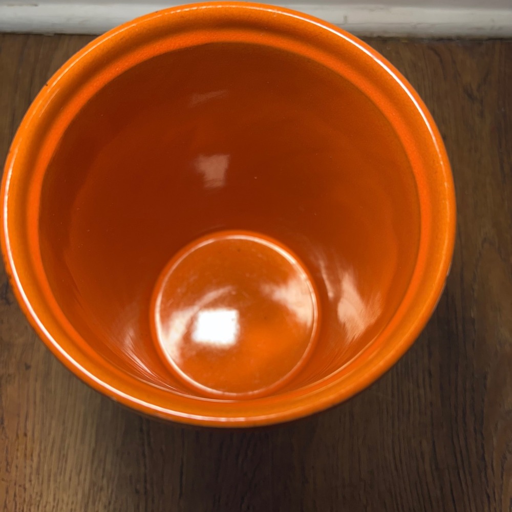 VTG Italian Orange Ceramic Crock Vase Utensil Holder Made in Italy 8.5"MCM Retro - Picture 8 of 10